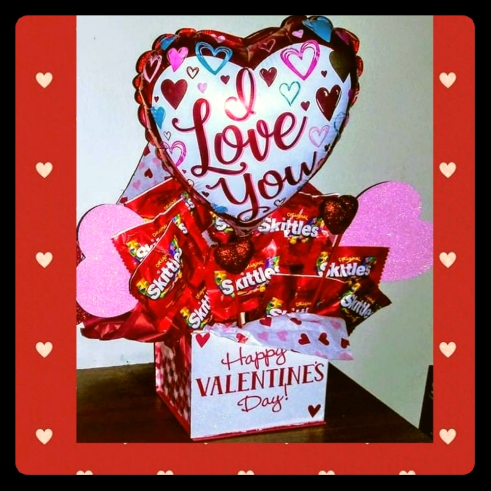 Valentines Skittles Candy Bouquet